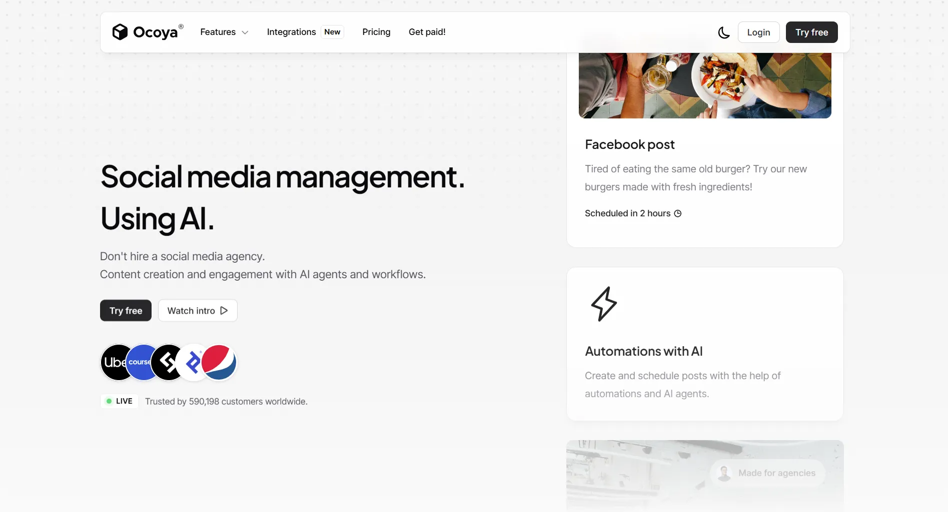 Ocoya social media management dashboard