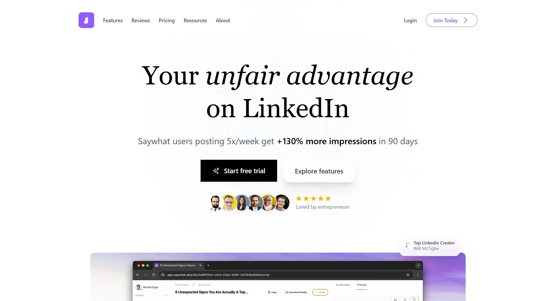 SayWhat LinkedIn growth platform dashboard