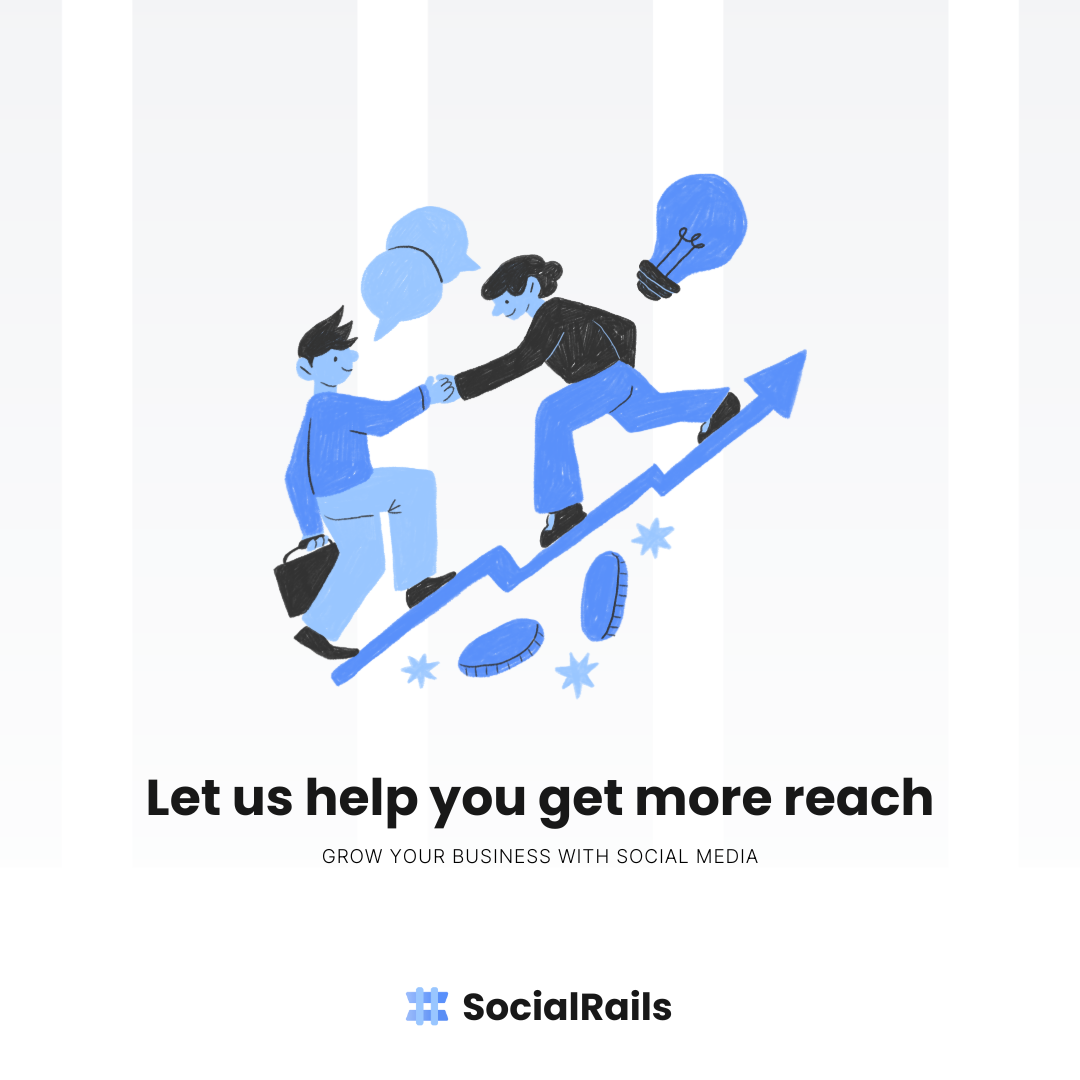 Promotional image with text 'Let us help you get more reach' emphasizing lead generation support