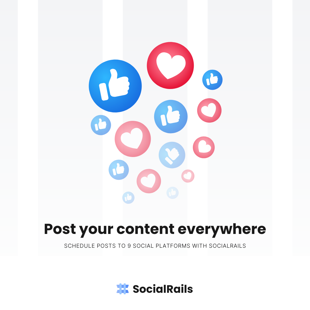 Promotional image with text 'Post your content everywhere' highlighting multi-platform distribution