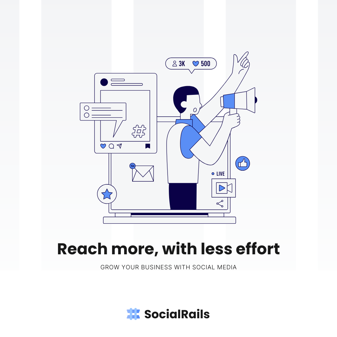 Promotional image with text 'Reach more with less effort' highlighting efficient customer acquisition
