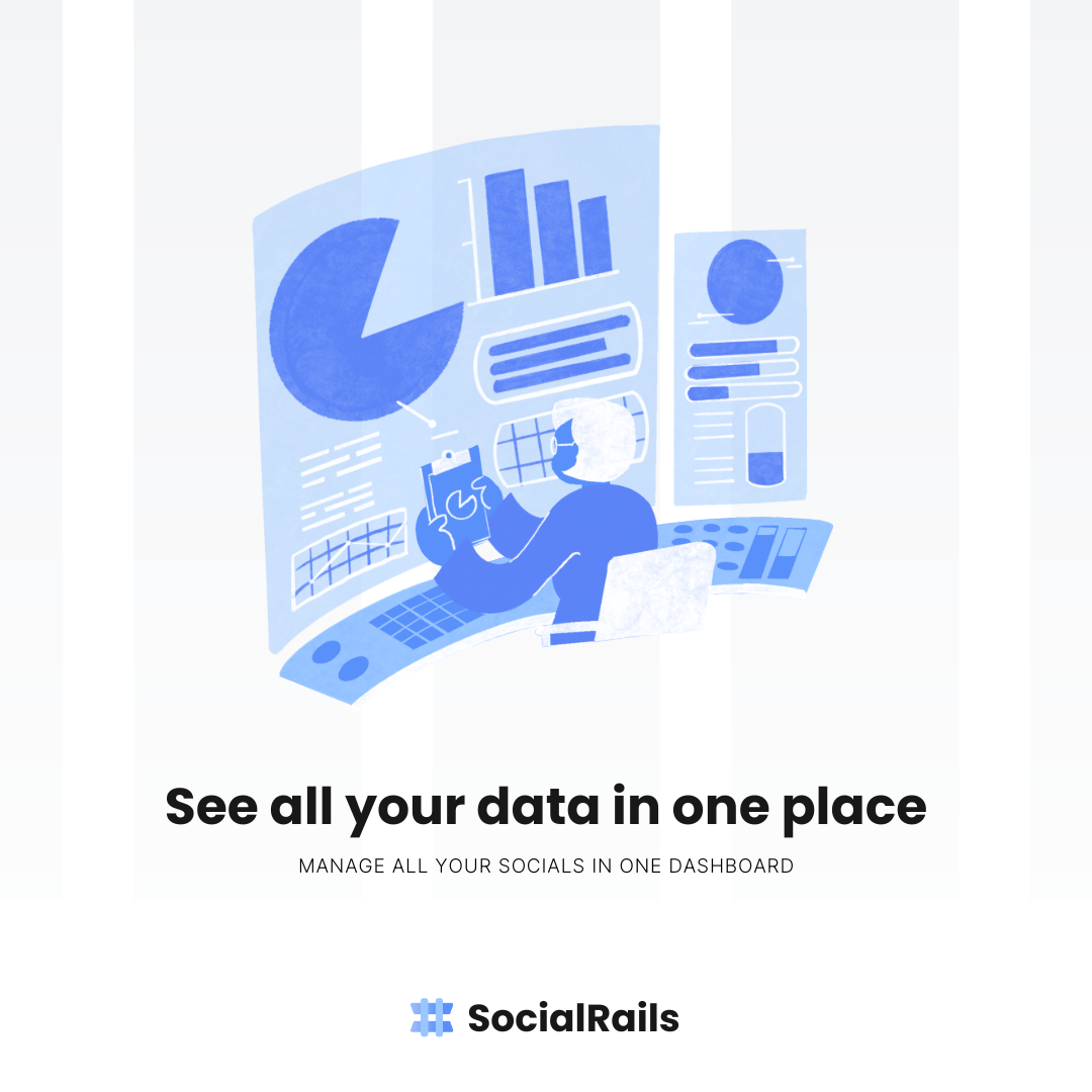 Promotional image with text 'See all your data in one place' highlighting centralized analytics features