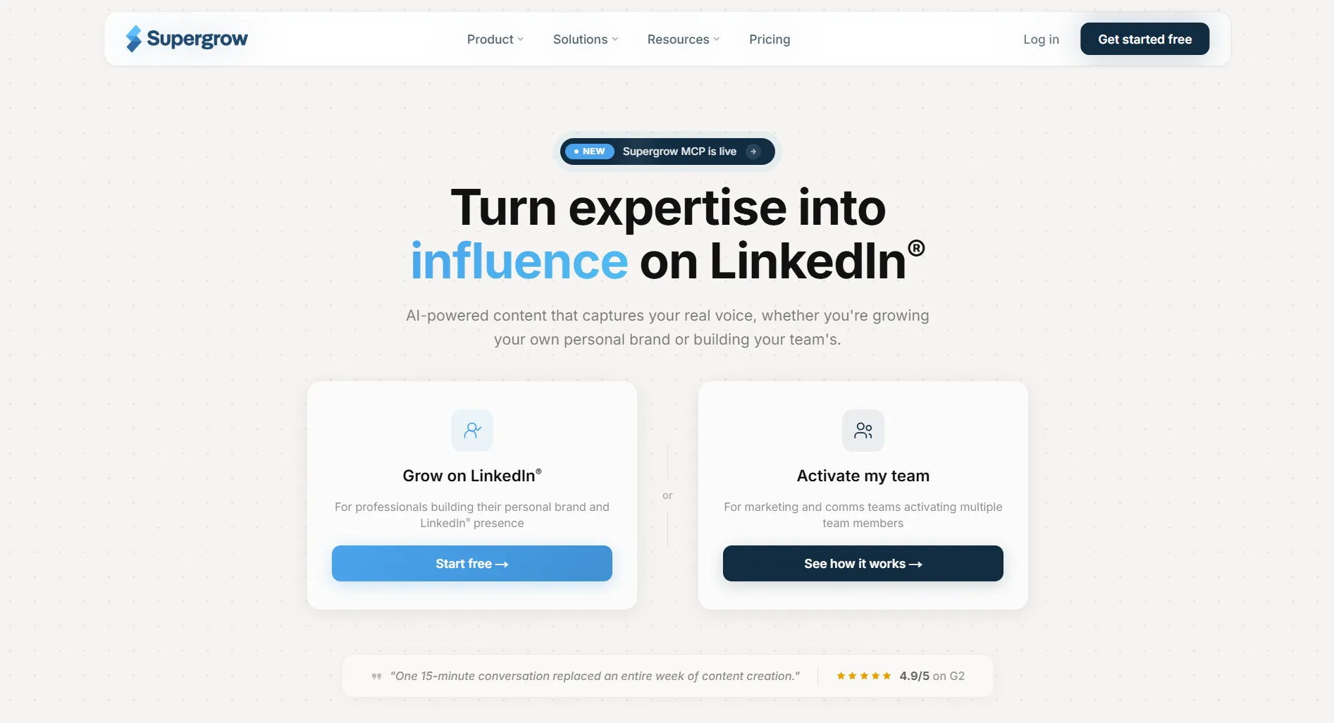 Supergrow LinkedIn content marketing dashboard