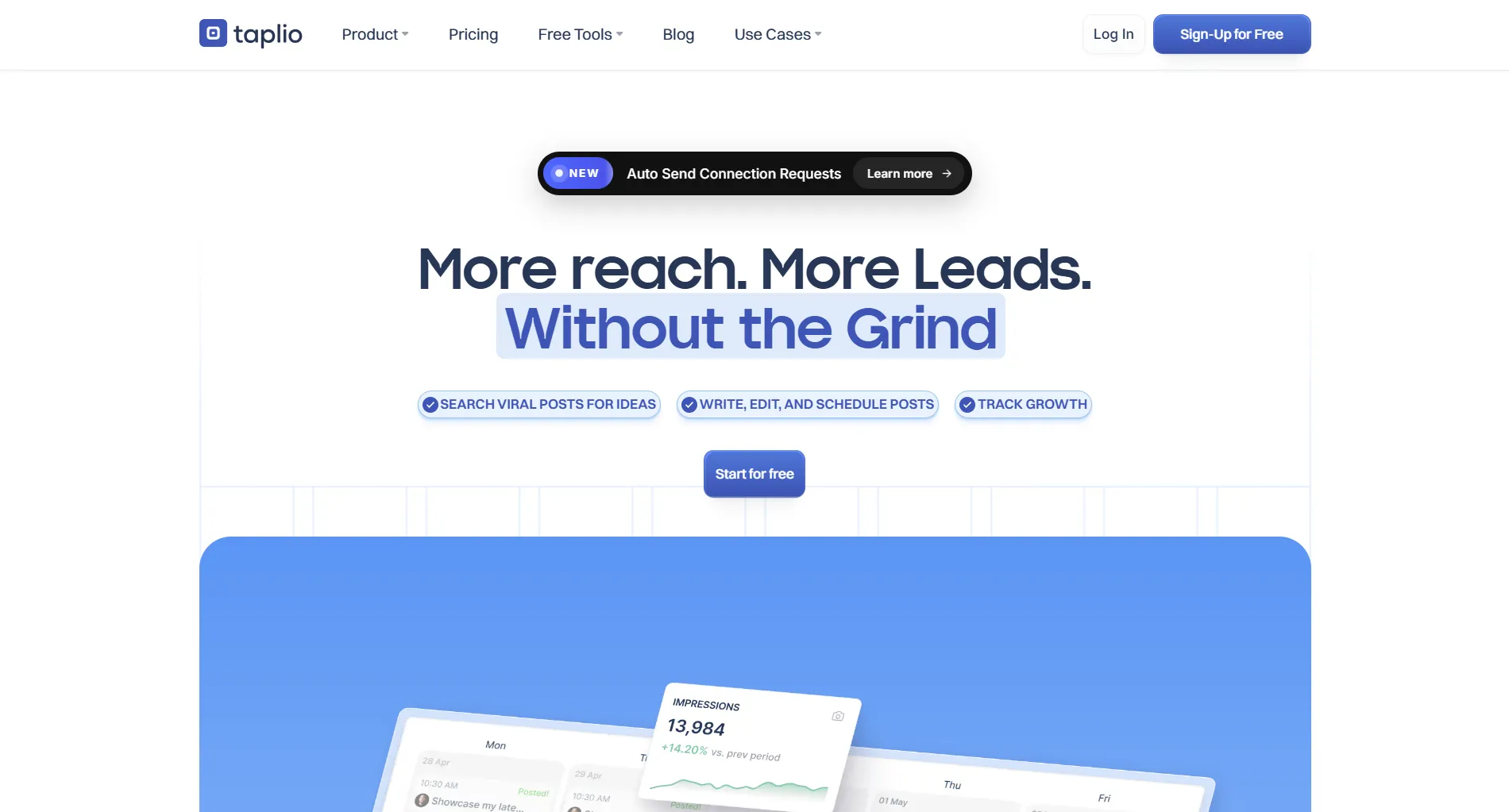 Taplio LinkedIn growth dashboard