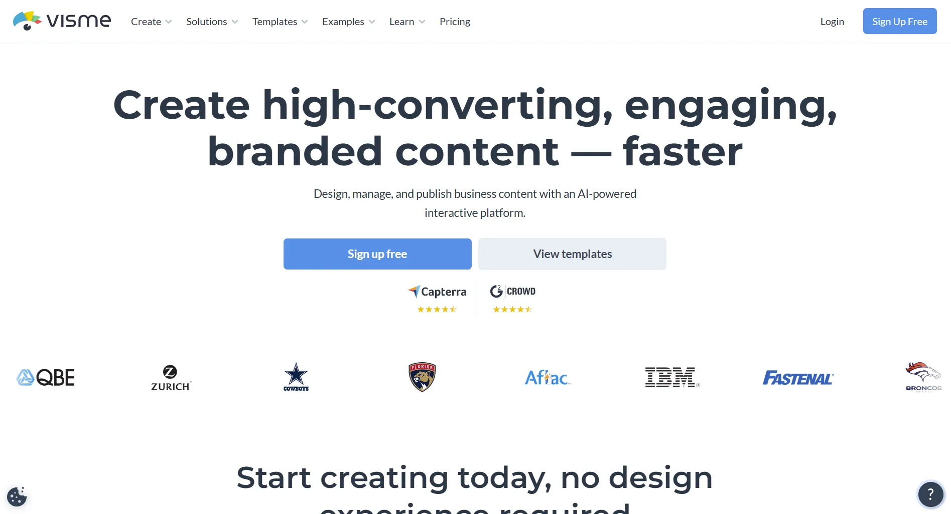 Visme AI presentation maker dashboard
